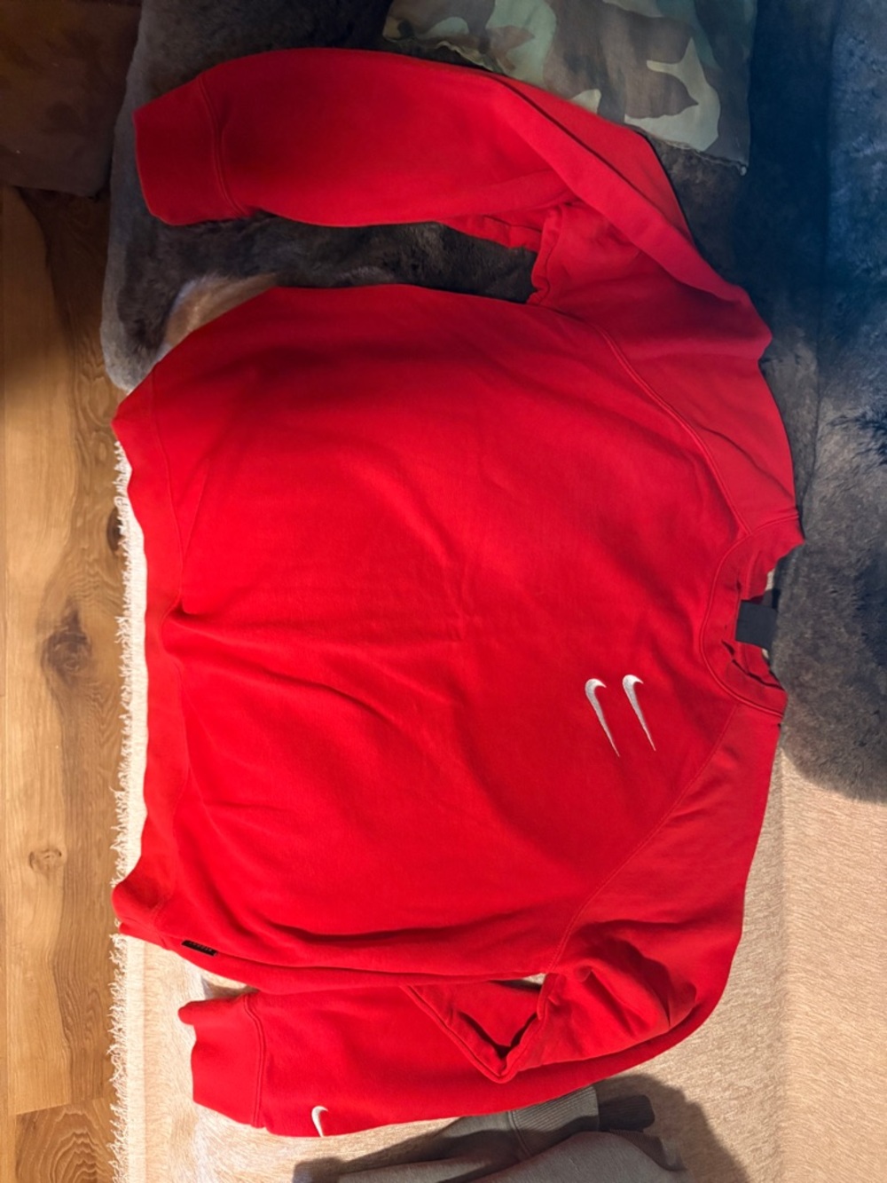 Nike Red Crewneck Sweatshirt with White Swoosh Logos